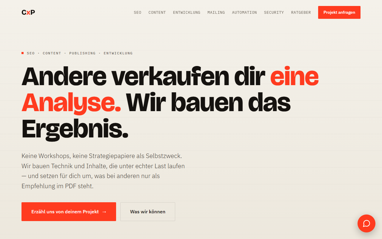 Website-Entwurf: CxP Agentur-Website