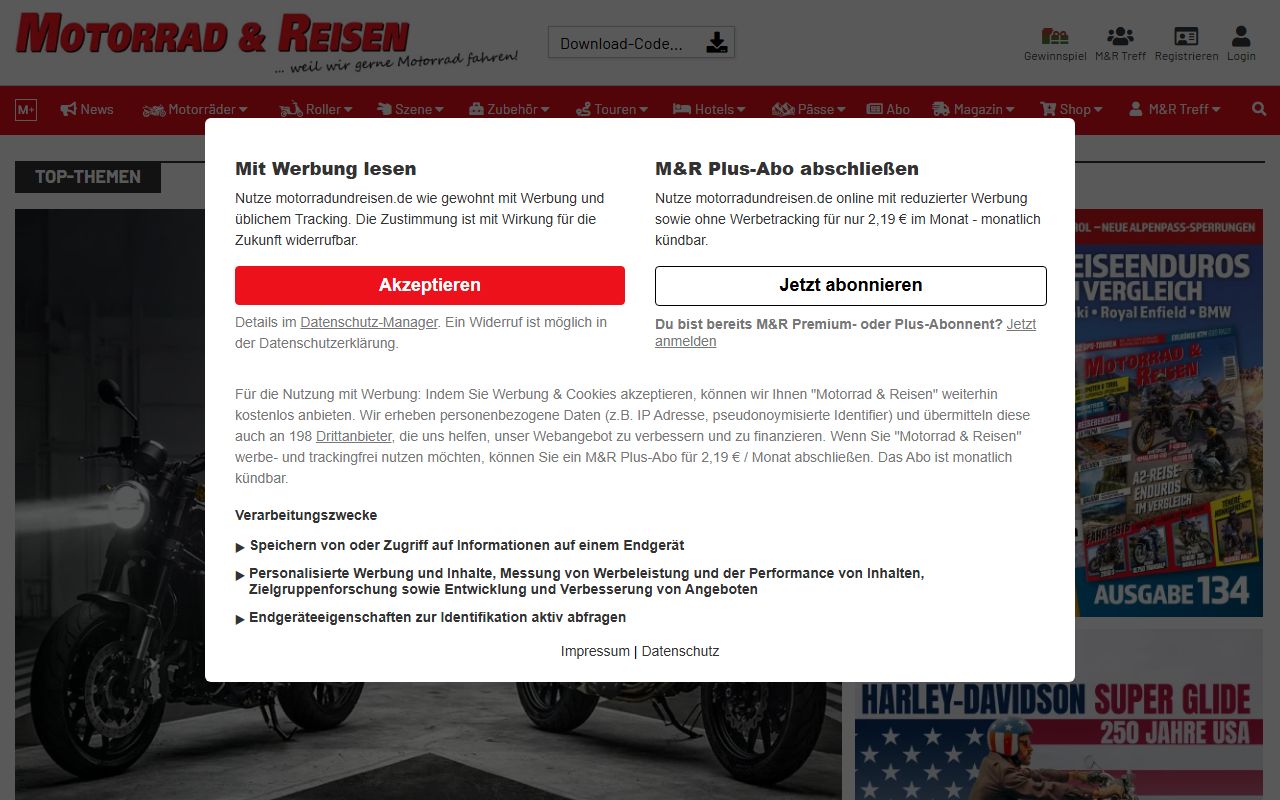 Website: Motorrad-Fachportal mit Community
